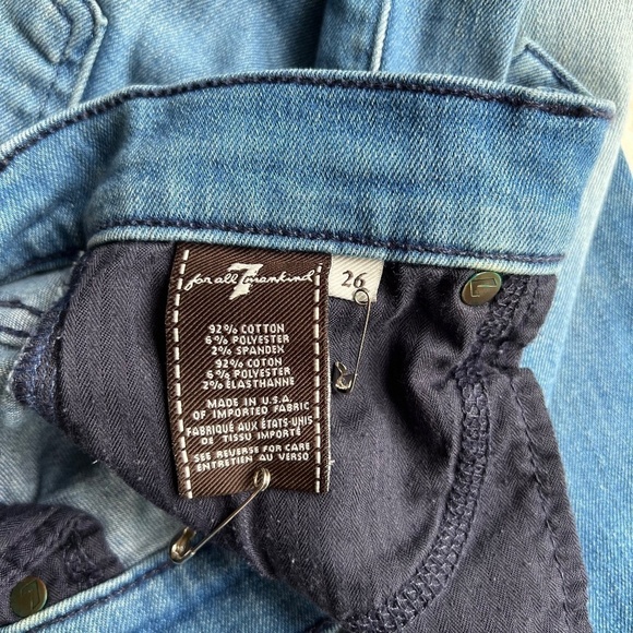 7 For All Mankind Skinny Crop and Roll medium wash low rise jeans size 26 - Picture 7 of 14